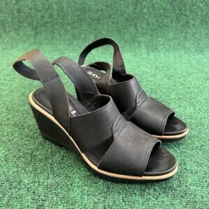 Sorel After Hours Sling Back Black Sandals Size 8.5 US 39.5 EU Strap